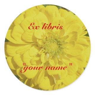Ex Libris Yellow Zinnia Stickers to Customize
