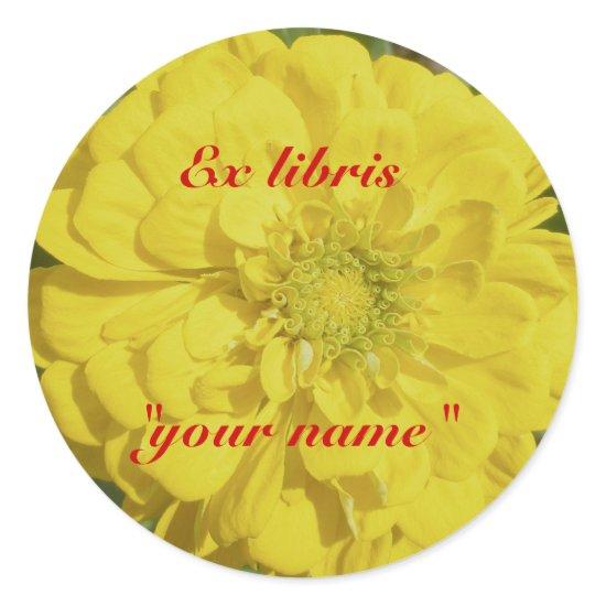 Ex Libris Yellow Zinnia Stickers to Customize