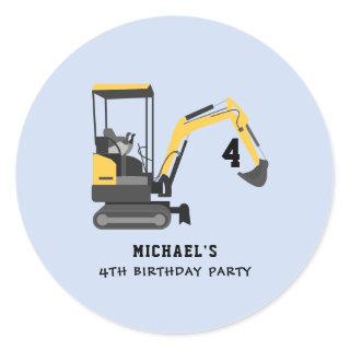 Excavator Construction Any Age Birthday Classic Round Sticker