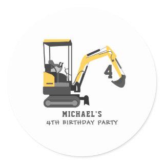 Excavator Construction Builder Any Age Birthday Classic Round Sticker