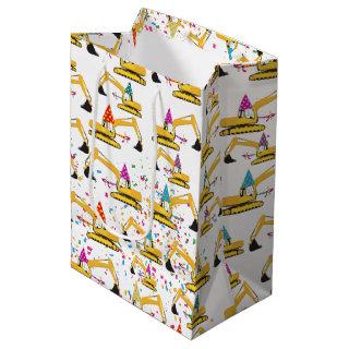 Excavator Construction Truck Party Pattern Medium Gift Bag