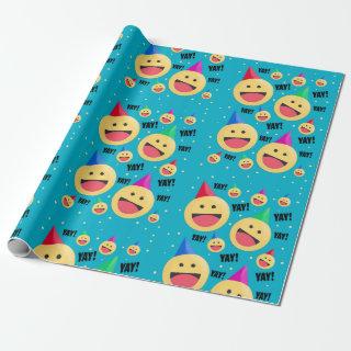 Excited Happy YAY Emojis in Party Hats Holiday Pos