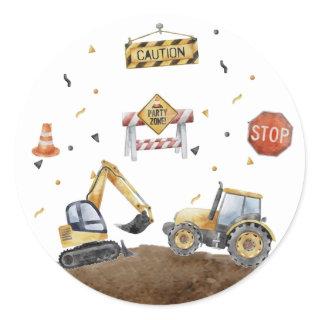 Exciting Construction Adventure for a Boy Classic Round Sticker