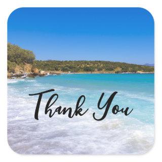 Exotic Beach Tropical Island Paradise Thank You Square Sticker