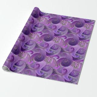 Exotic Purple Paisley Boho Damask Pattern