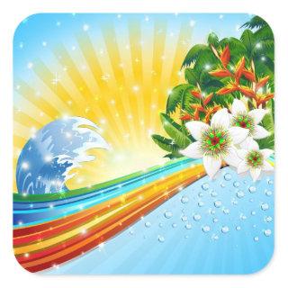 Exotic Summer Holidays Square Sticker