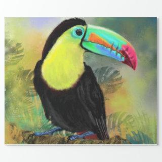 Exotic Tropical Toco Toucan Bird - Painting Migned