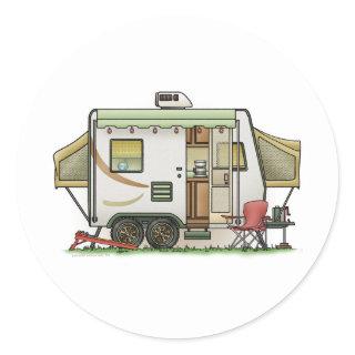 Expandable Hybred Trailer Camper Classic Round Sticker