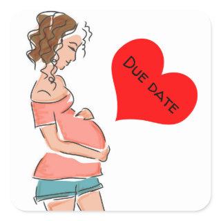 Expectant Due Date Square Sticker