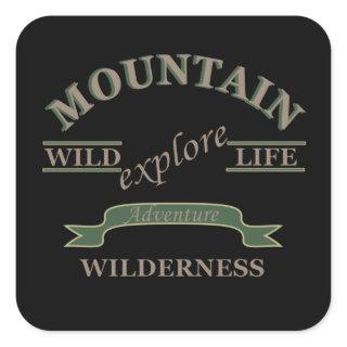 Explore wild life mountain wilderness square sticker