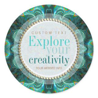 Explore Your Creativity Teal Fractals Sticker