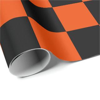 Extra Large Black and Bright Orange Checks