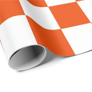 Extra Large Bright Orange and White Checks