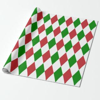 Extra Large Dark Red, Green and White Harlequin
