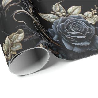 Extra Large Romantic Blue and Black Rose Gothic