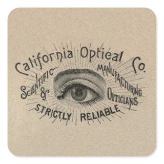 Eye Antique Advertising Optical Square Sticker