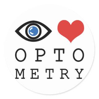 Eye Love Heart Optometry - Optometrist Eye Chart Classic Round Sticker