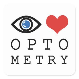 Eye Love Heart Optometry - Optometrist Eye Chart Square Sticker
