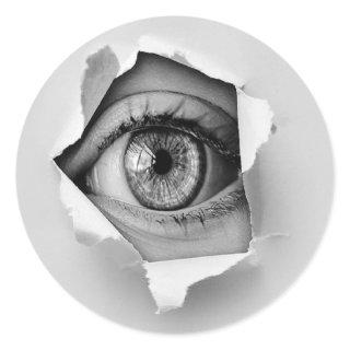 eye peep hole classic round sticker