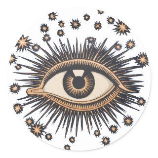 Eye Stars Moon Celestial Nouveau Classic Round Sticker