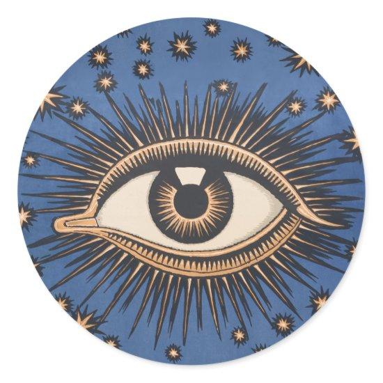 Eye Stars Moon Celestial Nouveau Classic Round Sticker
