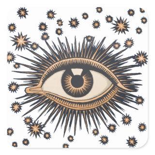 Eye Stars Moon Celestial Nouveau Square Sticker