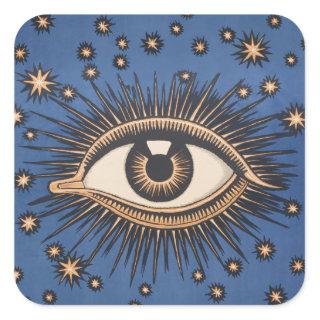 Eye Stars Moon Celestial Nouveau Square Sticker