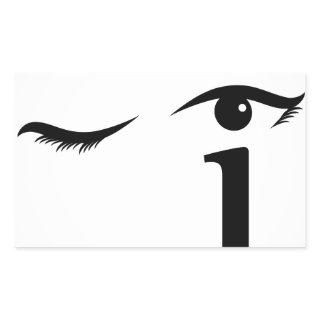 Eye winking with letter i forming the eyeball rectangular sticker