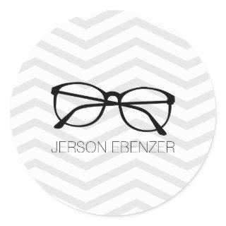 Eyeglass Reading Chevron Masculine Classic Round Sticker