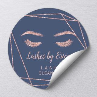 Eyelash Extension Lash Cleaner Geometric Rose Gold Square Sticker