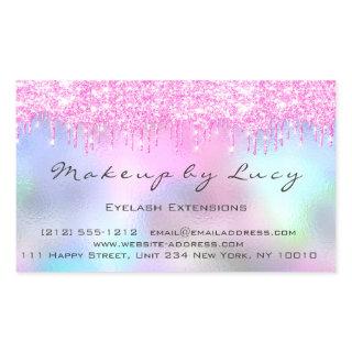 Eyelash Extension Makeup Artist Orchid Pink Drips Rectangular Sticker