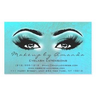 Eyelash Extension Makeup Beauty Brown Blue Ocean Rectangular Sticker
