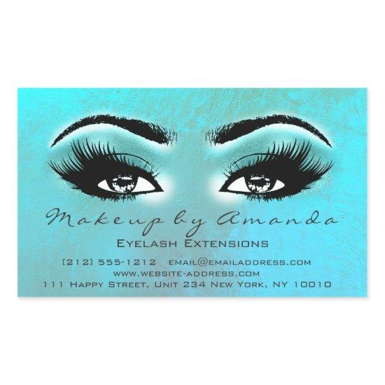 Eyelash Extension Makeup Beauty Brown Blue Ocean Rectangular Sticker