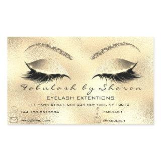 Eyelash Extension Makeup Beauty Salon Adress Gold2 Rectangular Sticker