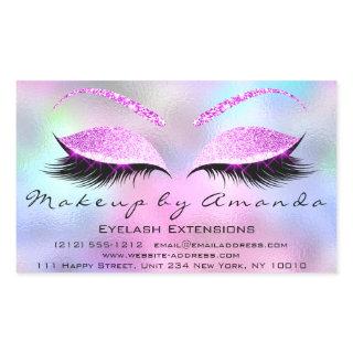 Eyelash Extension Makeup Beauty Salon Holograph Rectangular Sticker