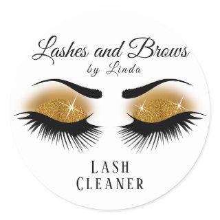 Eyelashes Extension Cleaner Design - Gold Classic Round Sticker