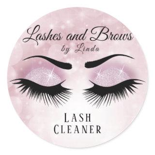 Eyelashes Extension Cleaner Design - Pretty Pink Classic Round Sticker