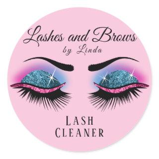 Eyelashes Extension Cleaner - Pink and Blue Classic Round Sticker