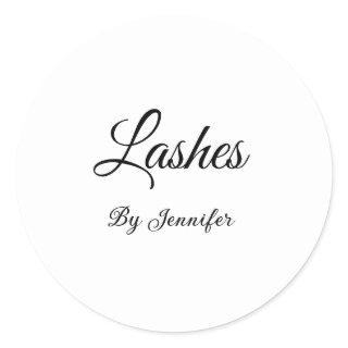 eyelashes extensions add name social media address classic round sticker