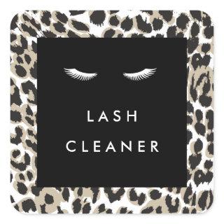 Eyelashes with Leopard Print Lash Cleaner Square Sticker