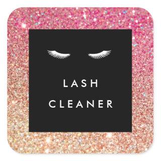 Eyelashes with Red/Bronze Glitter Lash Cleaner Square Sticker