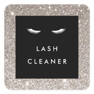 Eyelashes with Silver Glitter Lash Cleaner Square Sticker
