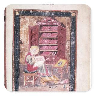 Ezra writing the sacred books square sticker