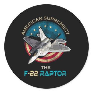 F22 Raptor American Patriotic Fighter Jet 4th Of J Classic Round Sticker
