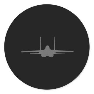 F-15 Eagle Fighter Jet Aircraft Silhouette and Tri Classic Round Sticker