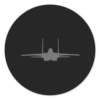 F-15 Eagle Fighter Jet Aircraft Silhouette and Tri Classic Round Sticker