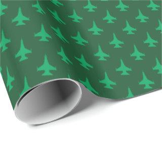 F-16 Viper Fighter Jet Pattern Green on Green