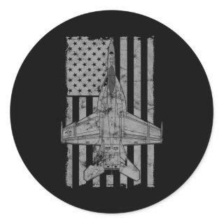 F-18 Super Hornet Jet Airplane Vintage Flag Classic Round Sticker