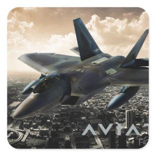 F-22 Raptor Jet Fighter Square Sticker