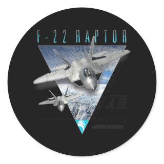 F-22 Raptor Stealth Air Superiority Fighter Classic Round Sticker